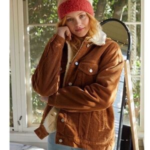 EUC Express Women’s Corduroy Sherpa Lined Button Up Jacket